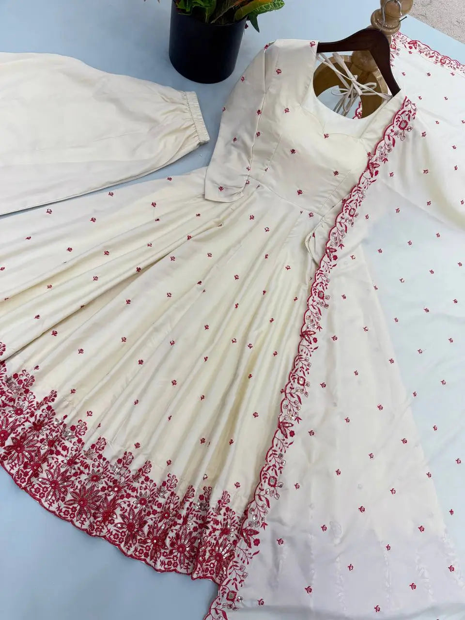 Ivory Rose Embroidered Anarkali