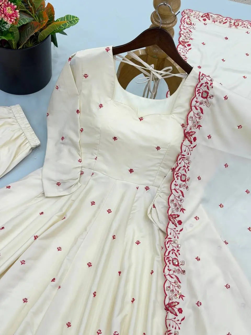 Ivory Rose Embroidered Anarkali