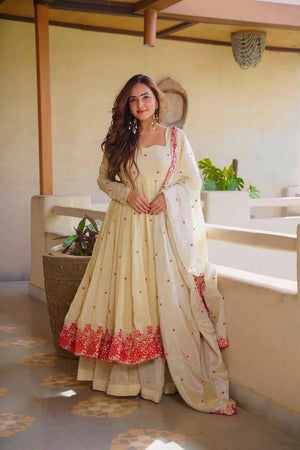 Ivory Rose Embroidered Anarkali