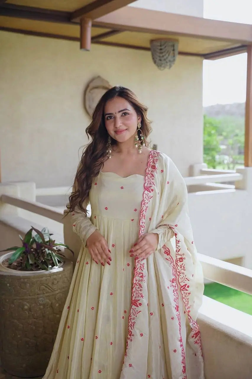 Ivory Rose Embroidered Anarkali