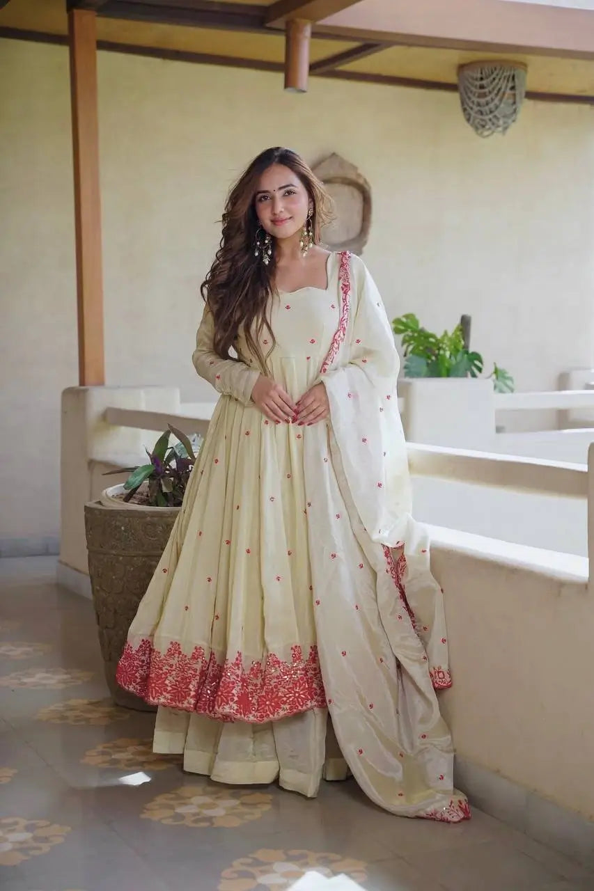 Ivory Rose Embroidered Anarkali