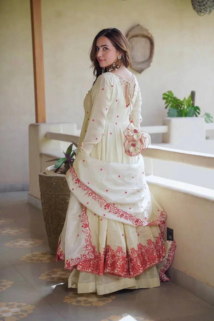 Ivory Rose Embroidered Anarkali