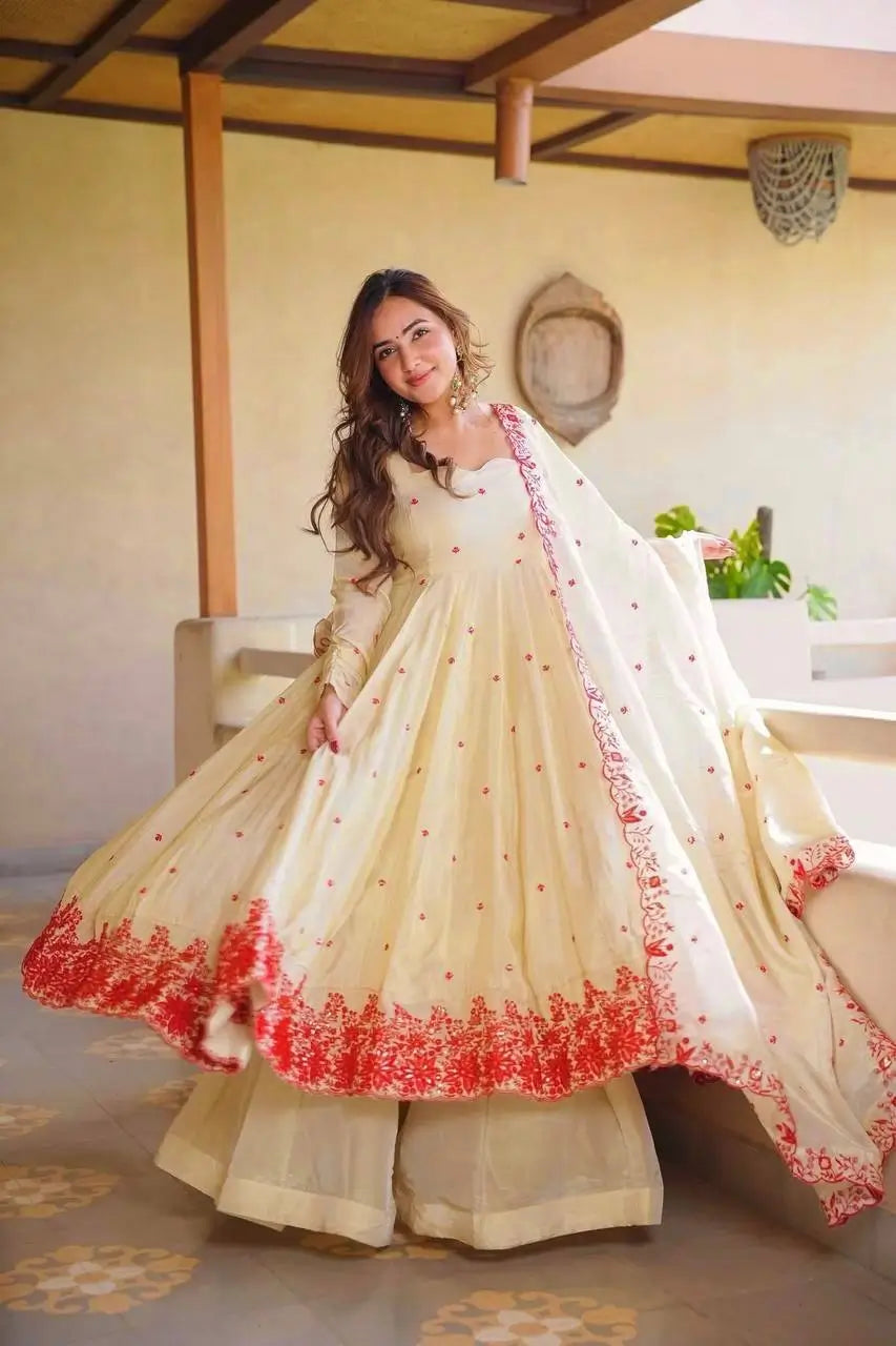 Ivory Rose Embroidered Anarkali