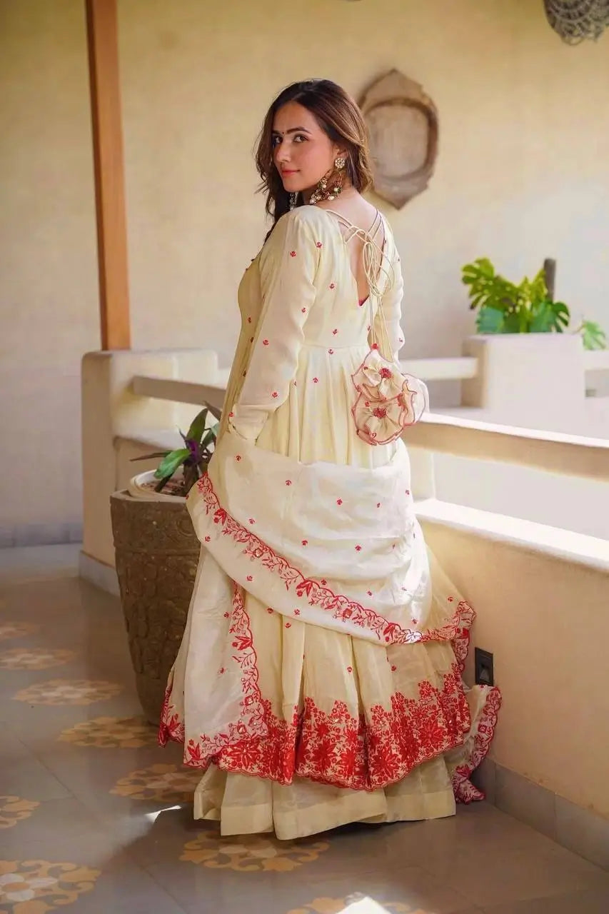 Ivory Rose Embroidered Anarkali