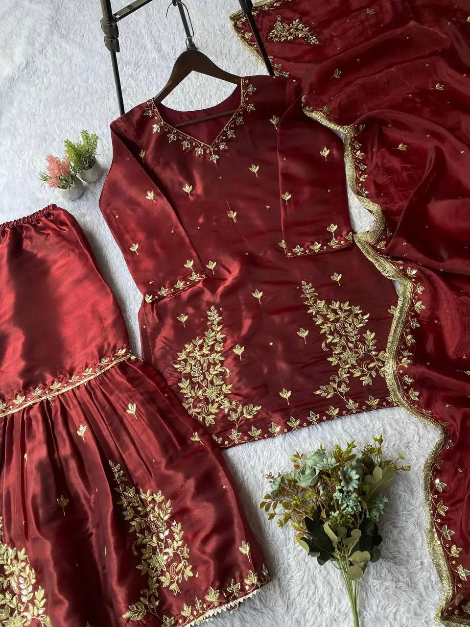 Ivory Royale Mirror Work Sharara Set for Festive and Wedding Wear