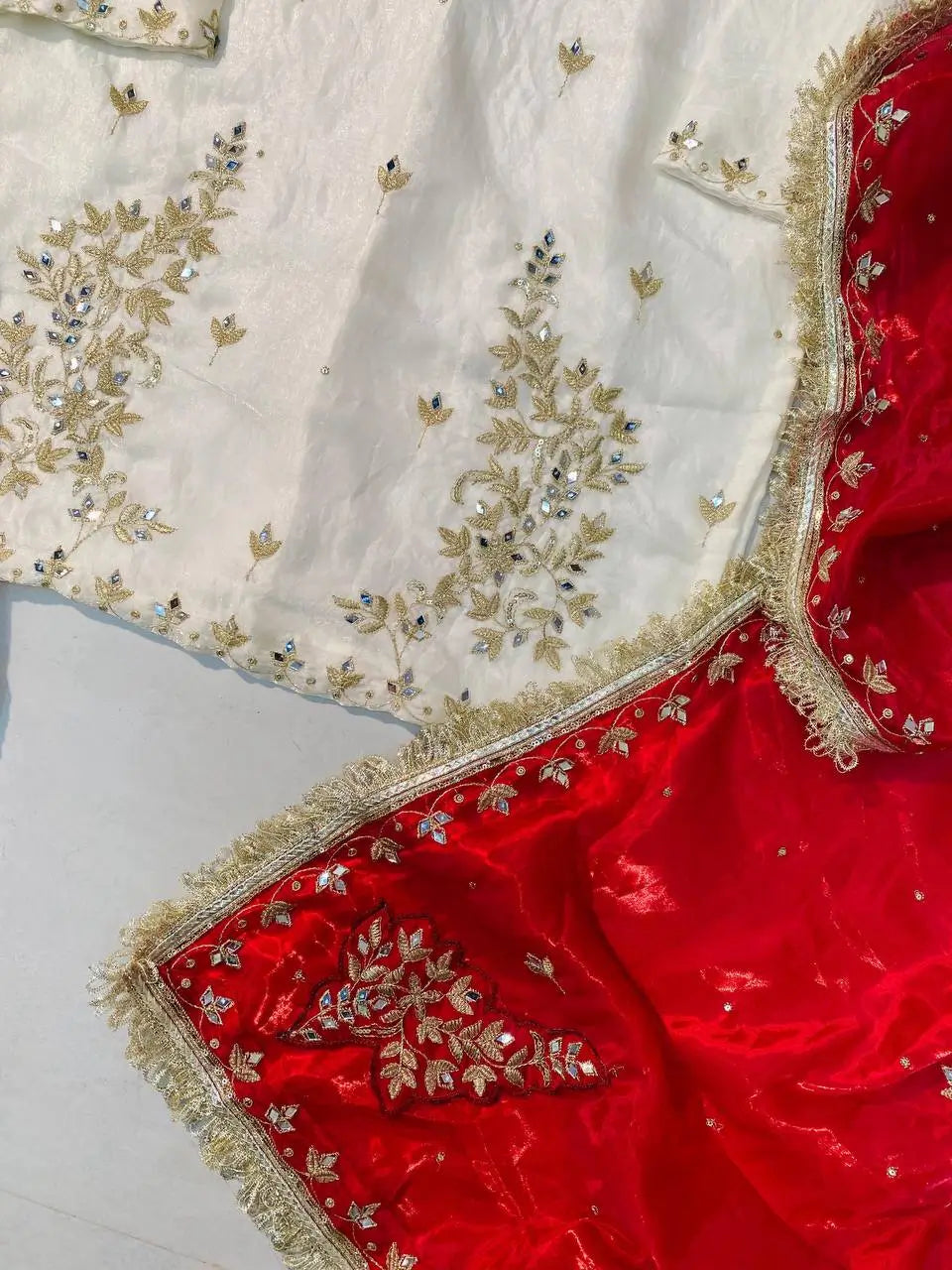 Ivory Royale Mirror Work Sharara Set for Festive and Wedding Wear
