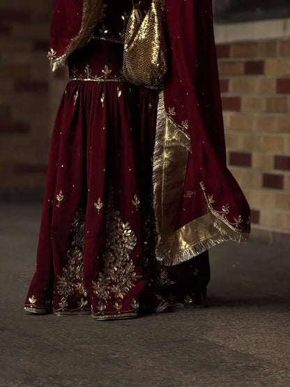 Ivory Royale Mirror Work Sharara Set for Festive and Wedding Wear