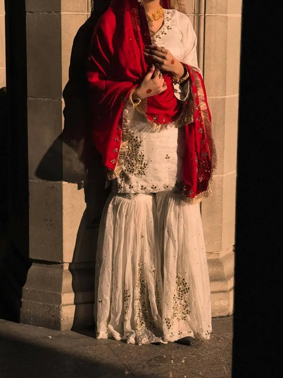 Ivory Royale Mirror Work Sharara Set for Festive and Wedding Wear