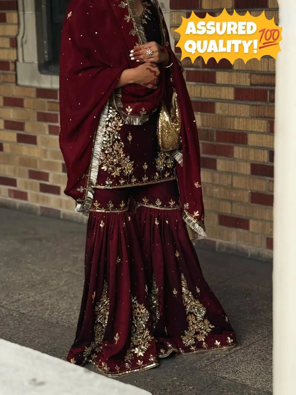 Ivory Royale Mirror Work Sharara Set for Festive and Wedding Wear