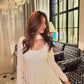 Ivory Sequin Anarkali Gown - Chikankari Work