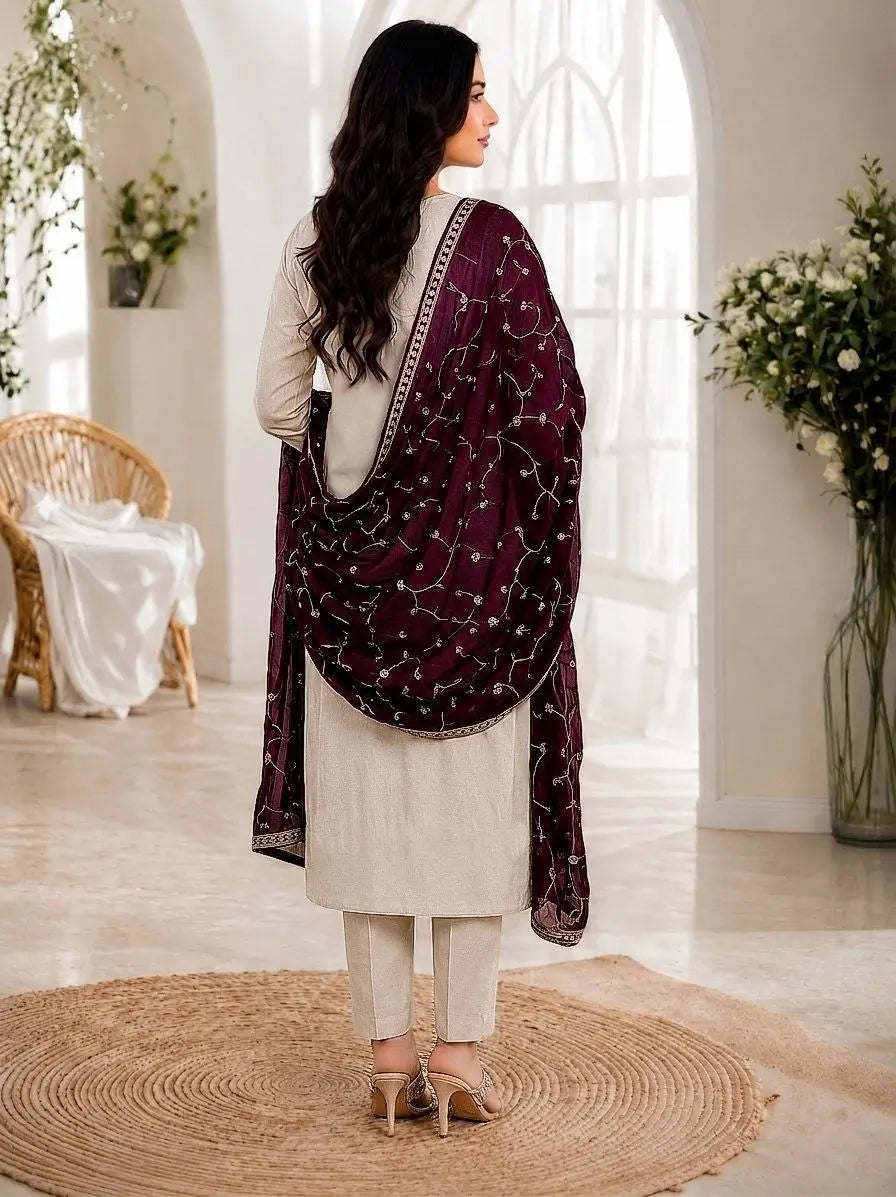 Ivory Sequin Straight Kurta