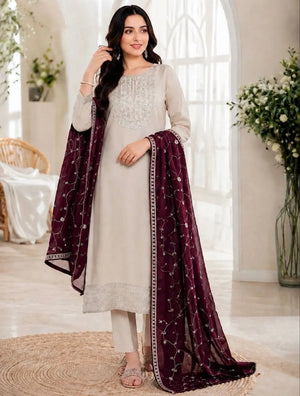 Ivory Sequin Straight Kurta