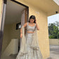 Ivory Silver Embroidered Faux Georgette Lehenga Set