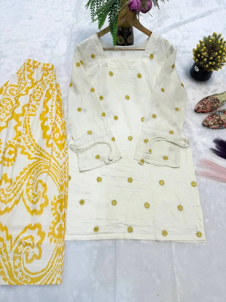 Ivory Sunflower Farshi Suit