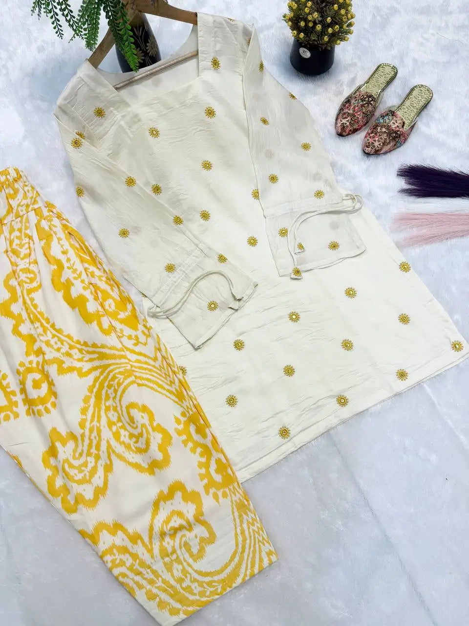 Ivory Sunflower Farshi Suit