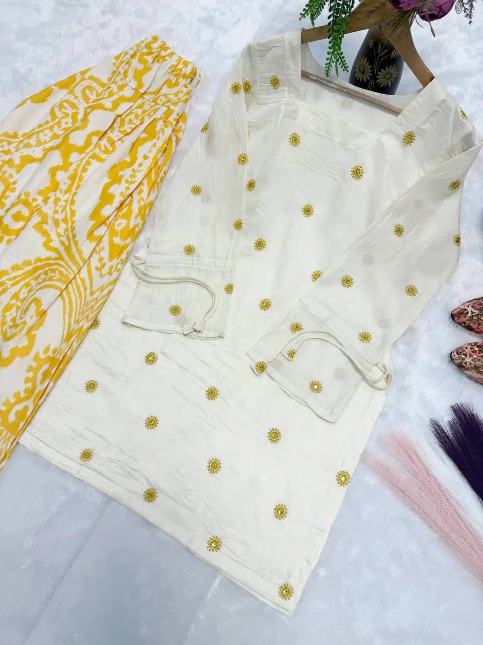 Ivory Sunflower Farshi Suit