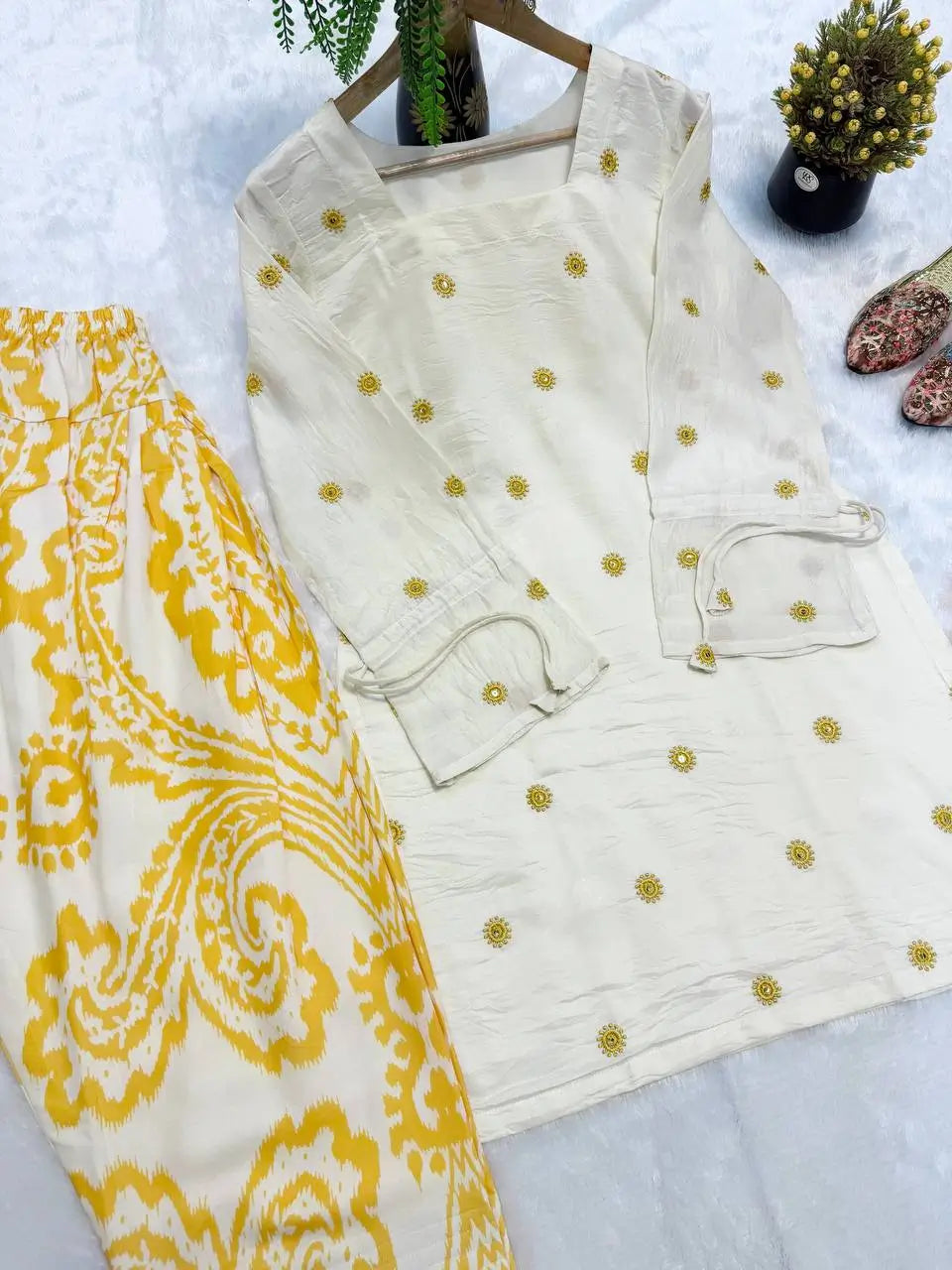 Ivory Sunflower Farshi Suit