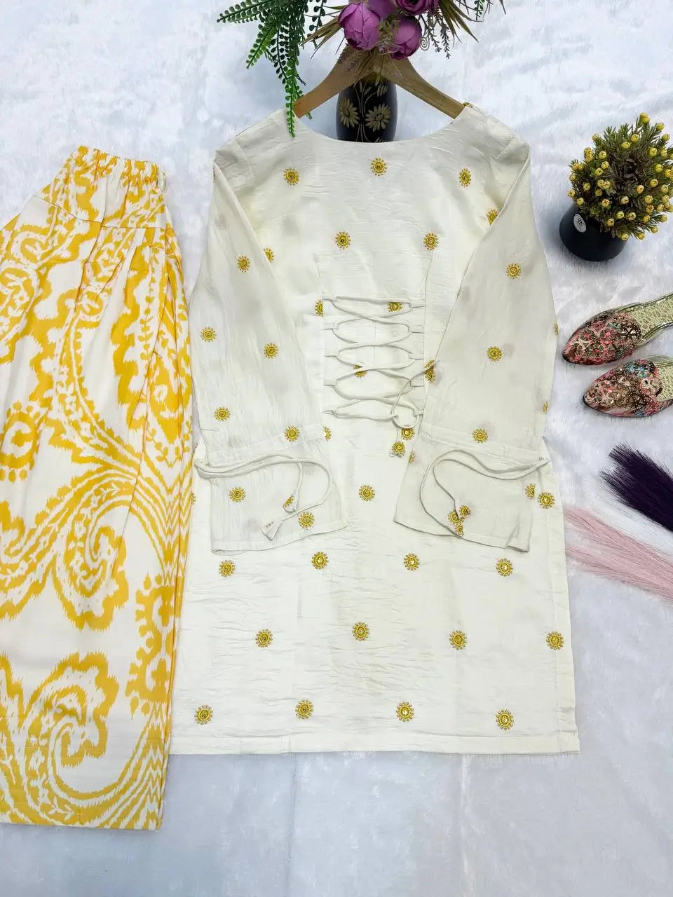 Ivory Sunflower Farshi Suit
