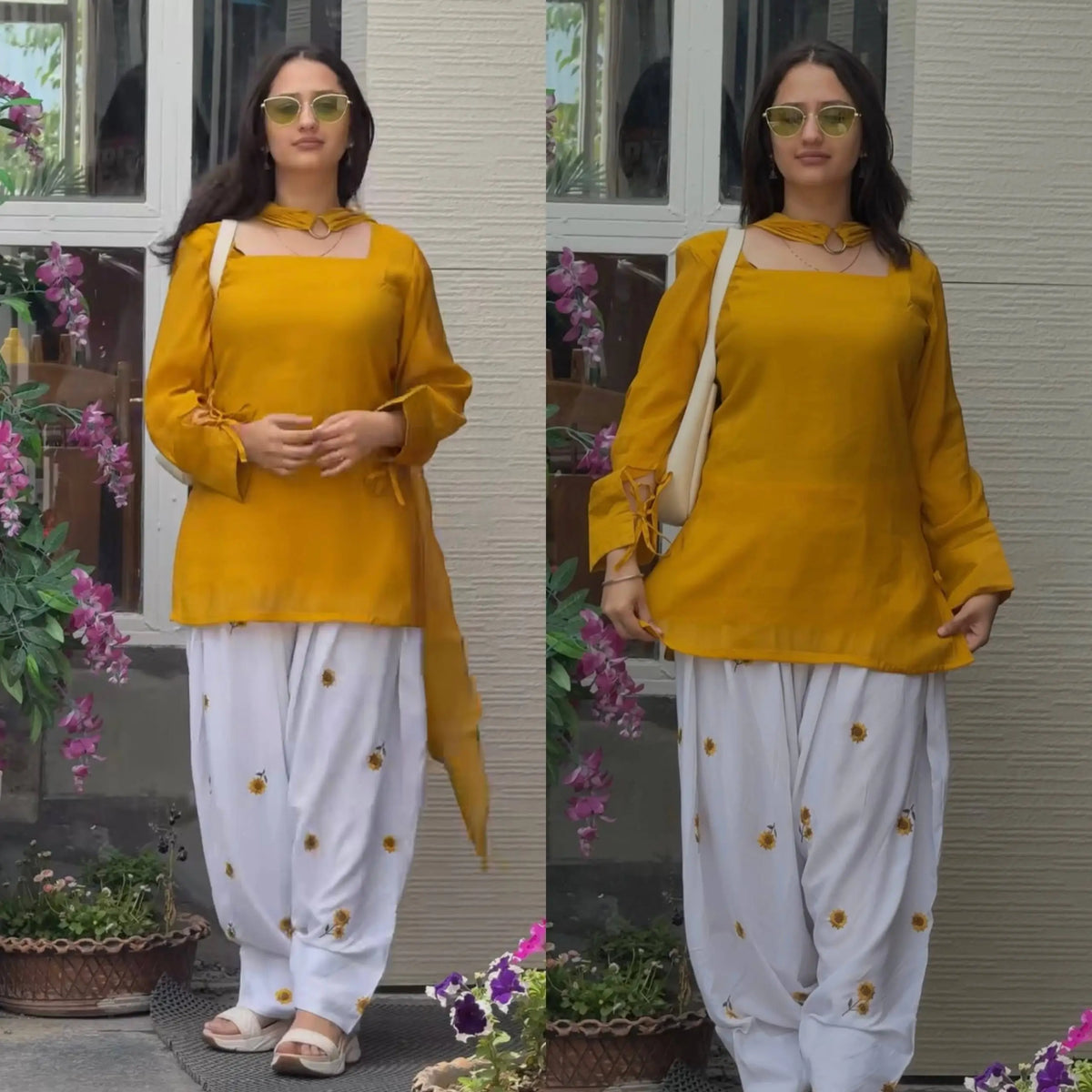 Ivory Sunflower Farshi Suit
