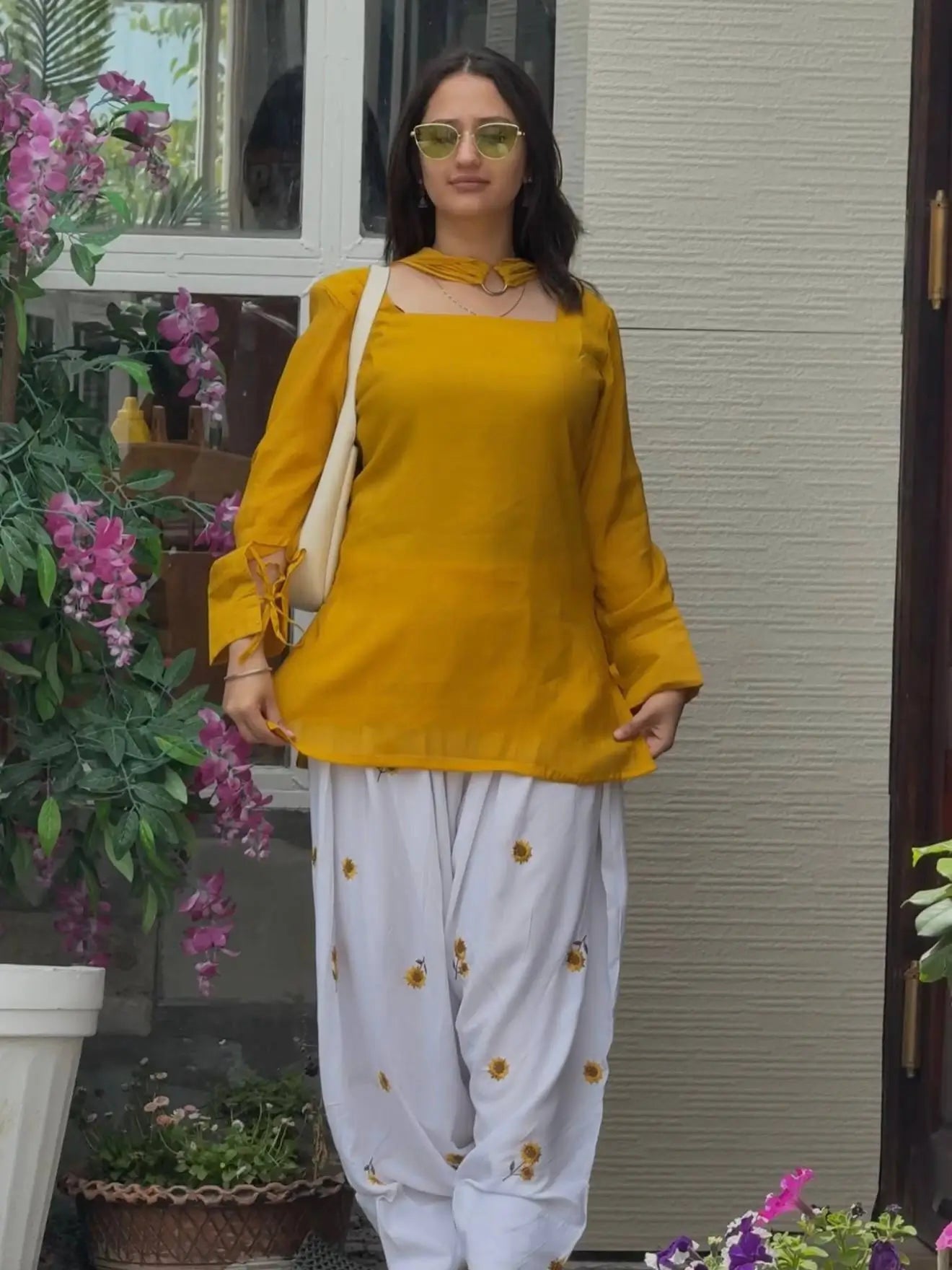 Ivory Sunflower Farshi Suit