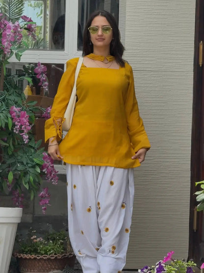 Ivory Sunflower Farshi Suit