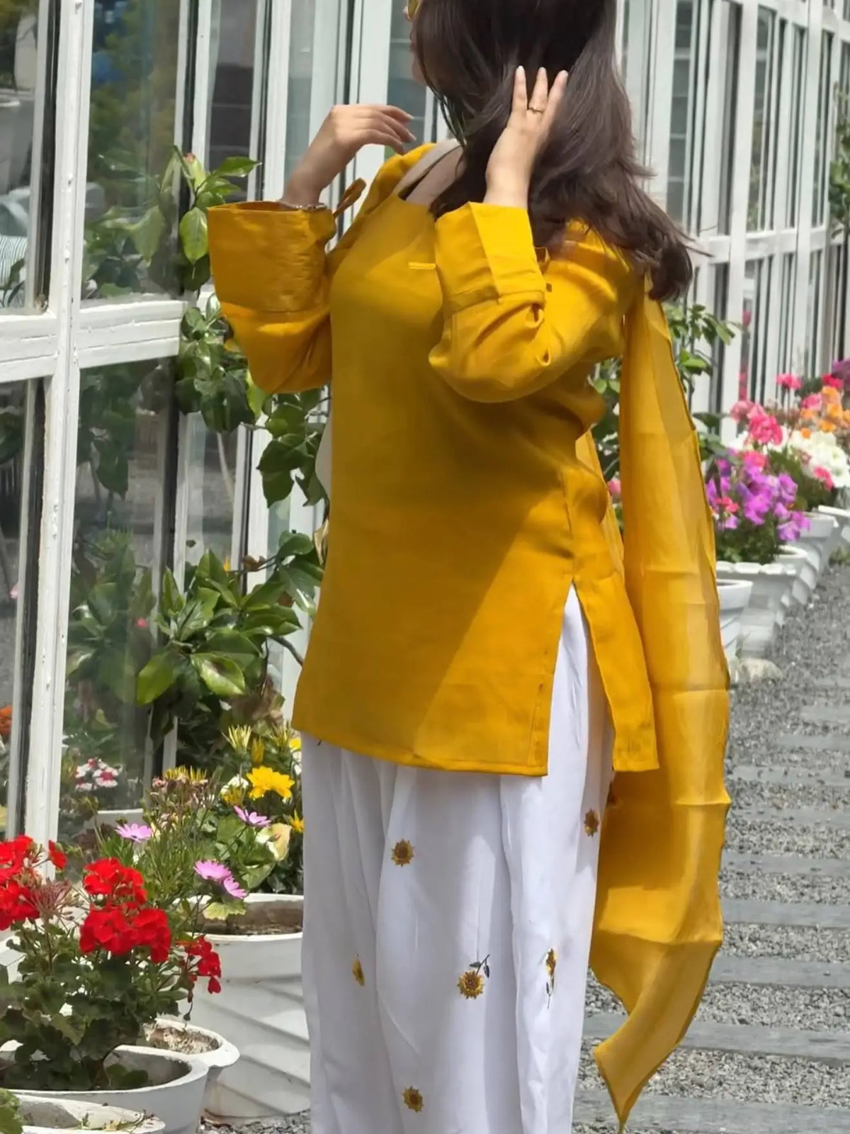 Ivory Sunflower Farshi Suit