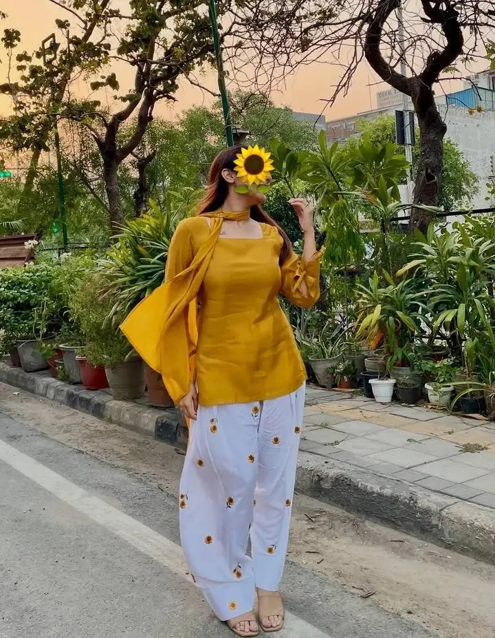 Ivory Sunflower Farshi Suit