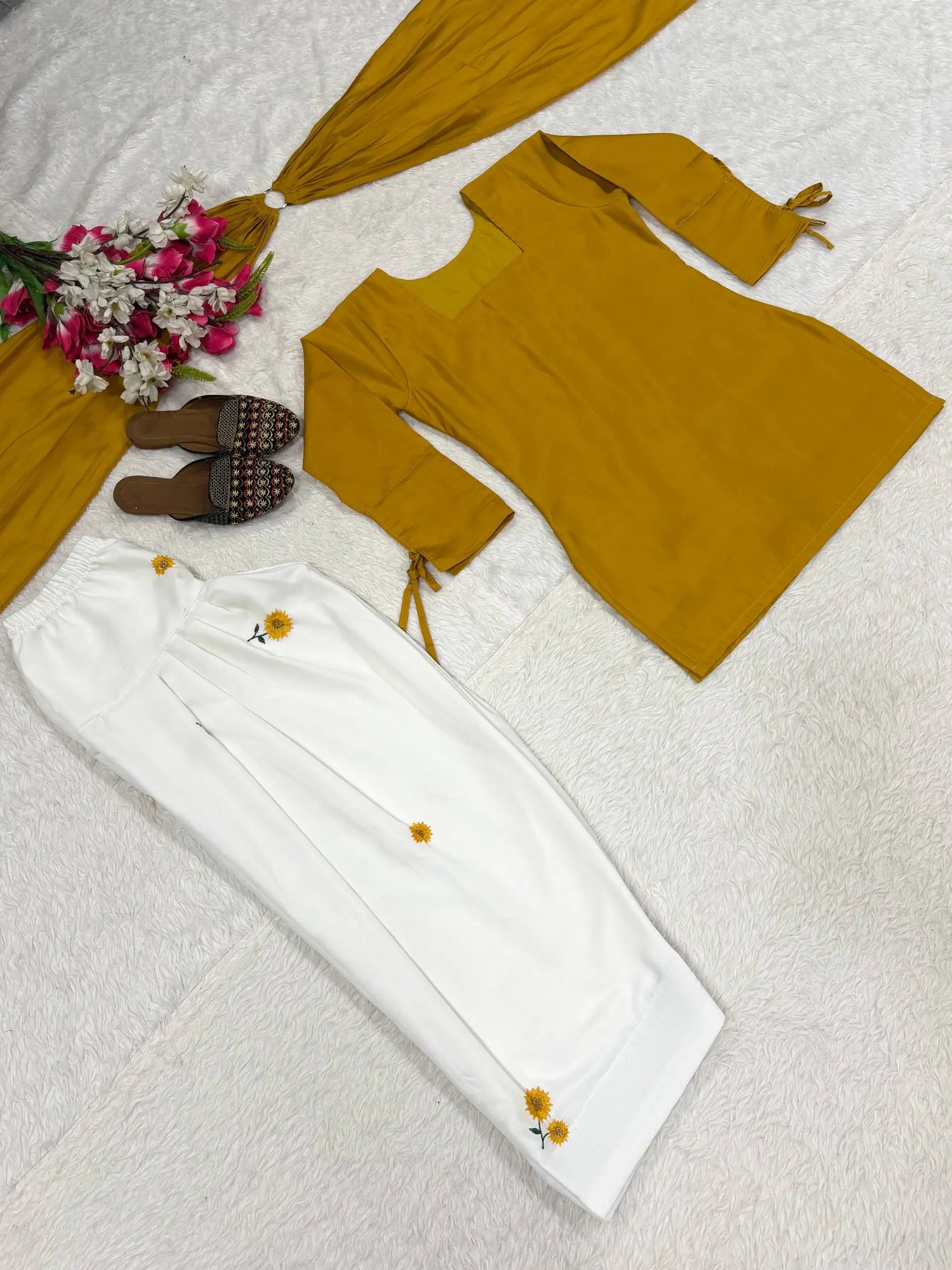 Ivory Sunflower Farshi Suit