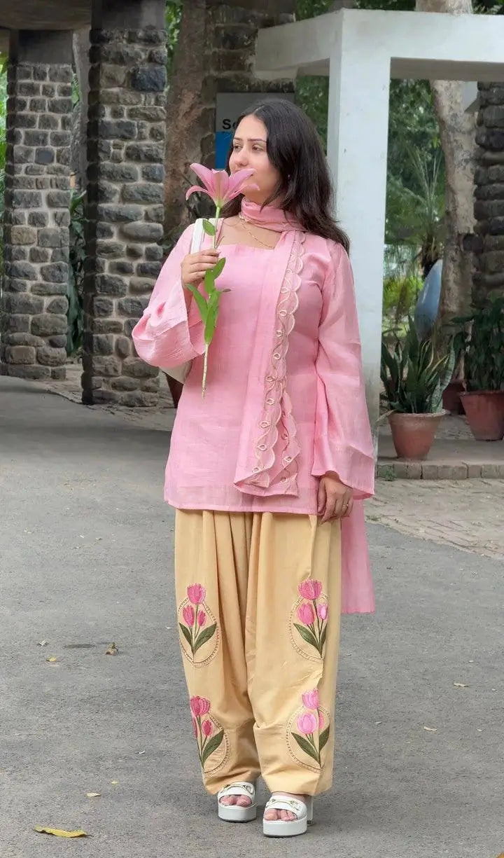 Ivory Sunflower Farshi Suit