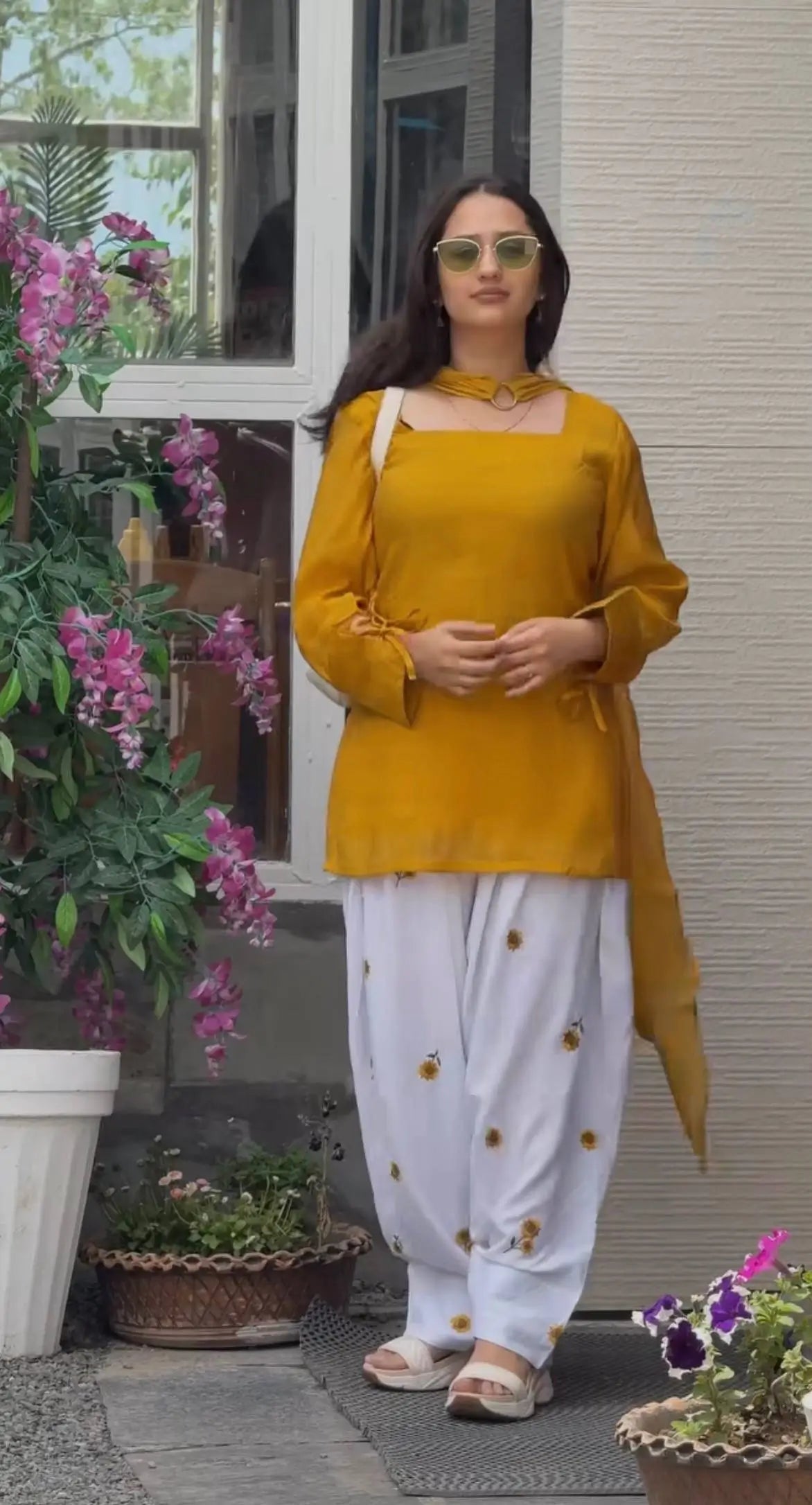 Ivory Sunflower Farshi Suit