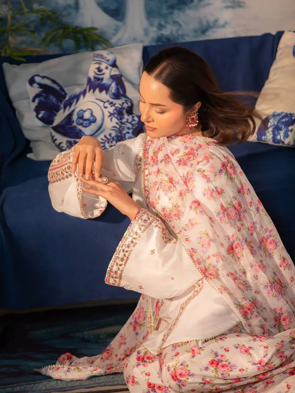 Ivory Sunflower Farshi Suit