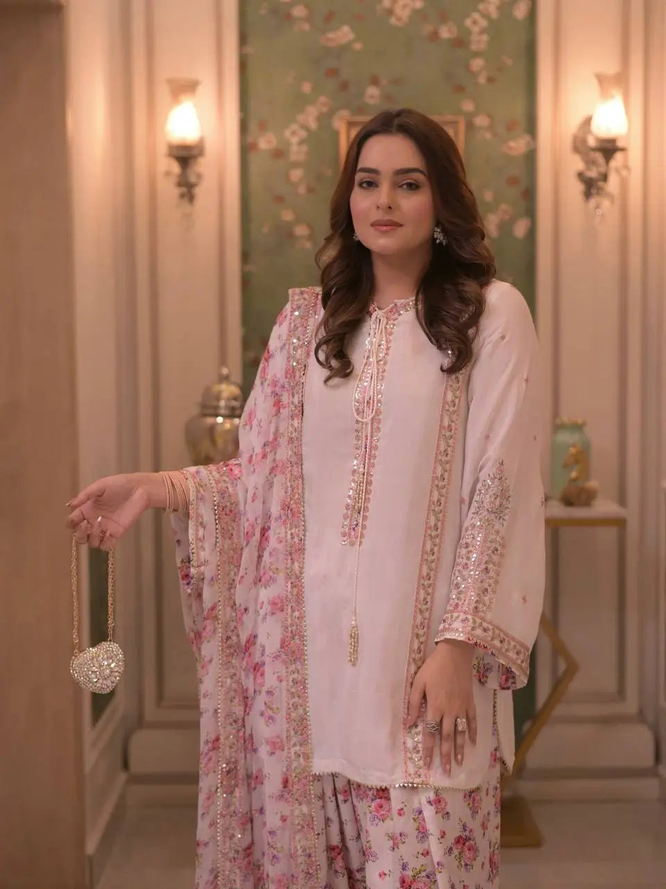 Ivory Sunflower Farshi Suit
