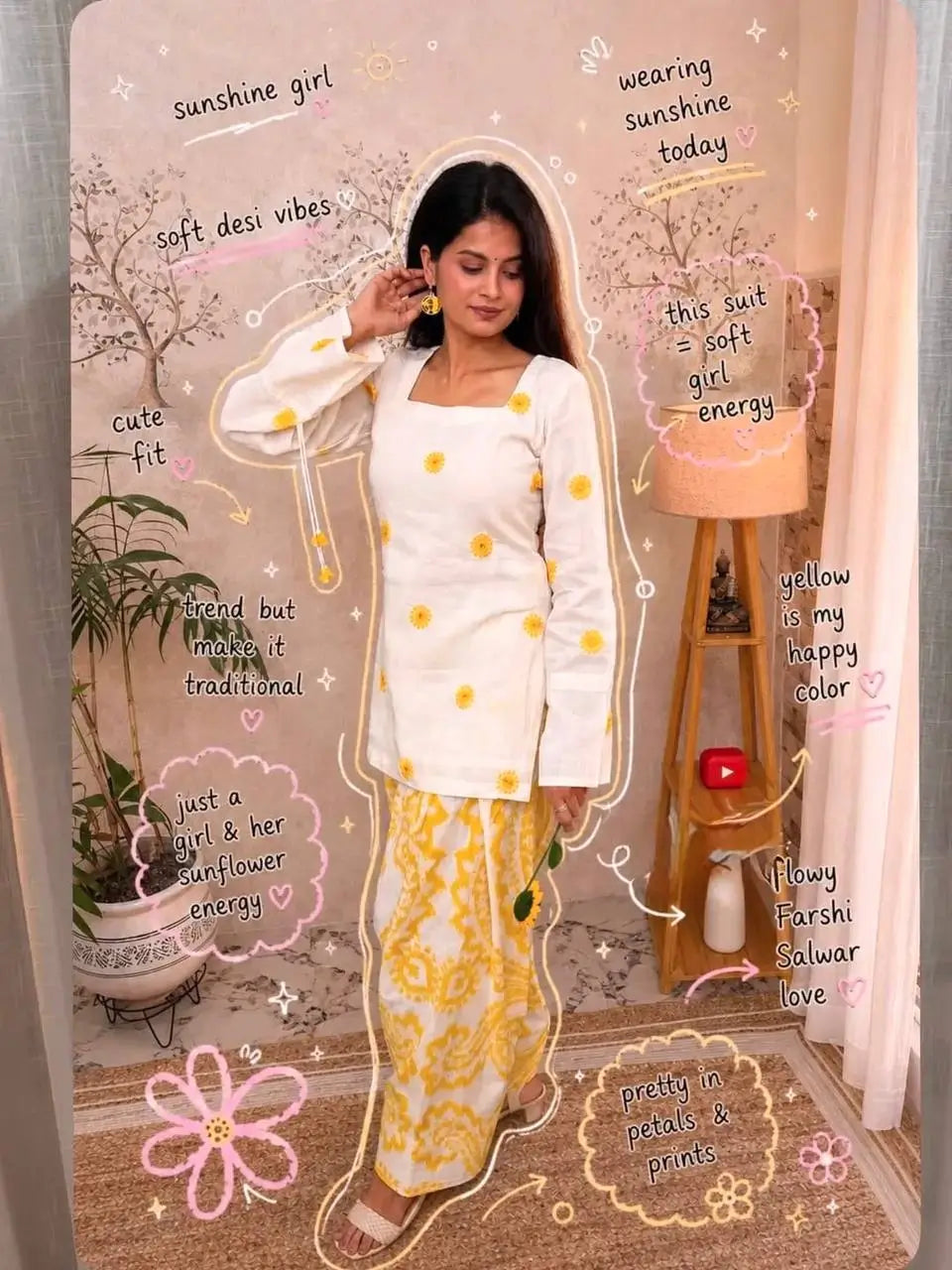 Ivory Sunflower Farshi Suit