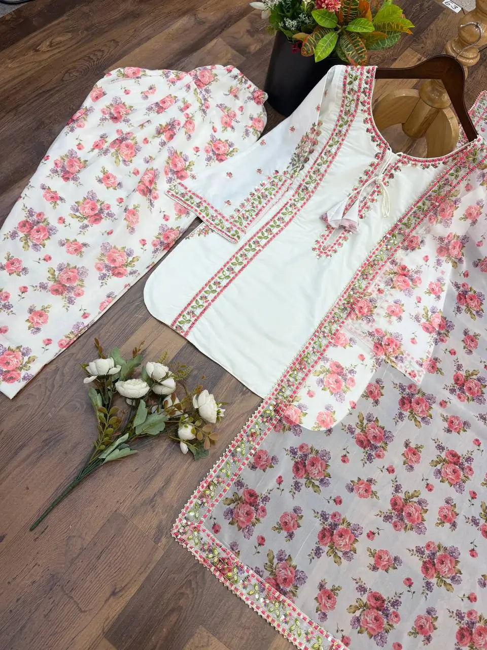 Ivory Sunflower Farshi Suit