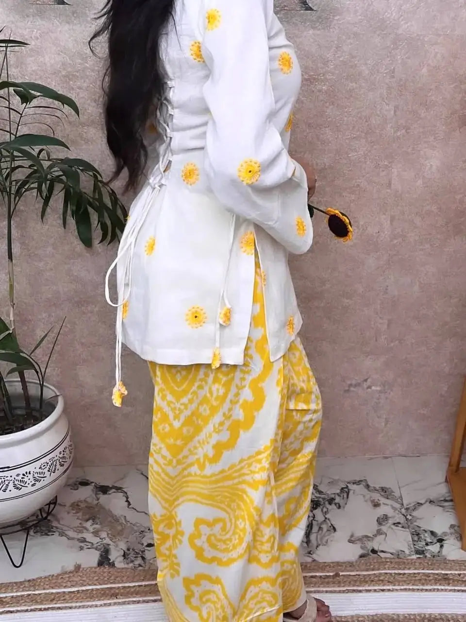 Ivory Sunflower Farshi Suit