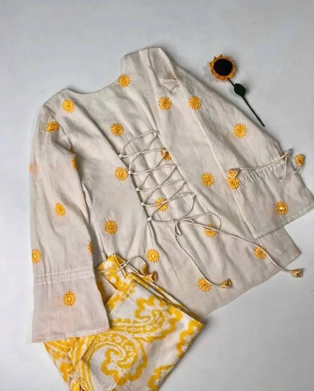 Ivory Sunflower Farshi Suit