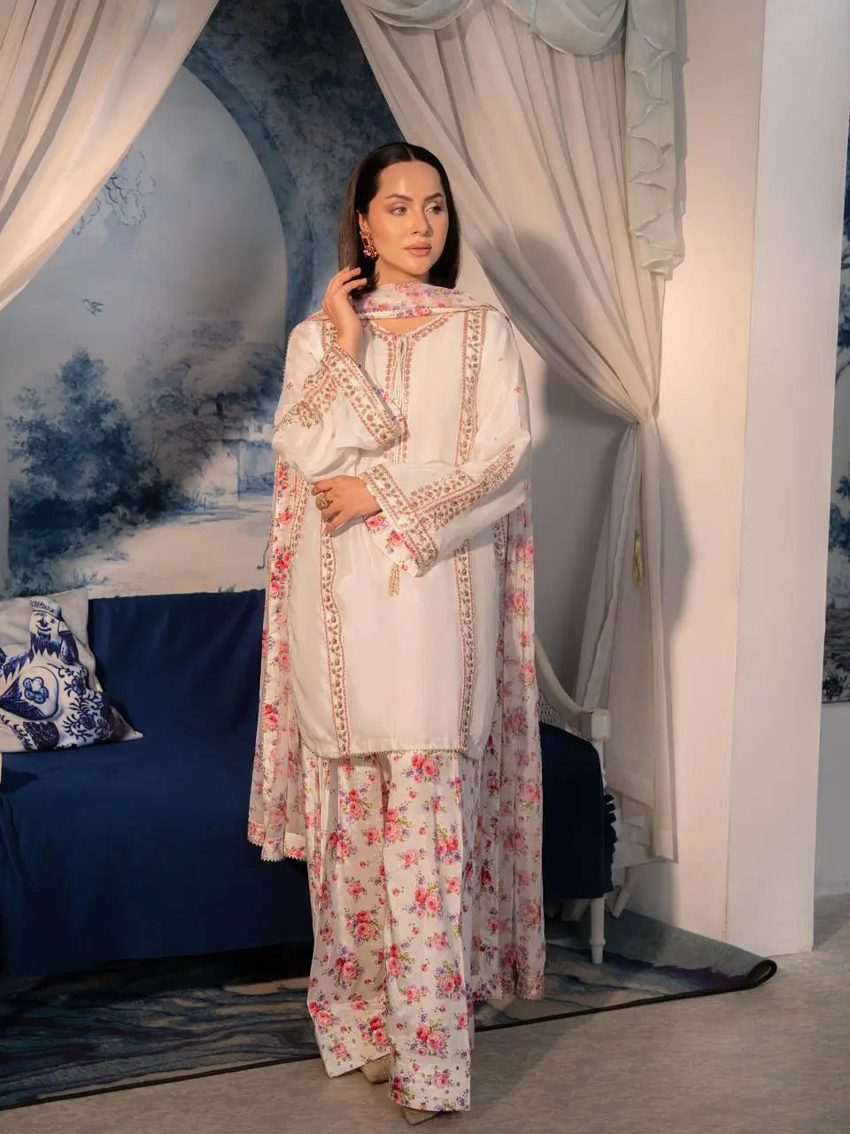 Ivory Sunflower Farshi Suit