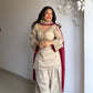 Ivory Tebby Organza Farshi Suit Set with Embroidery Thread Work and Red Faux Georgette Dupatta