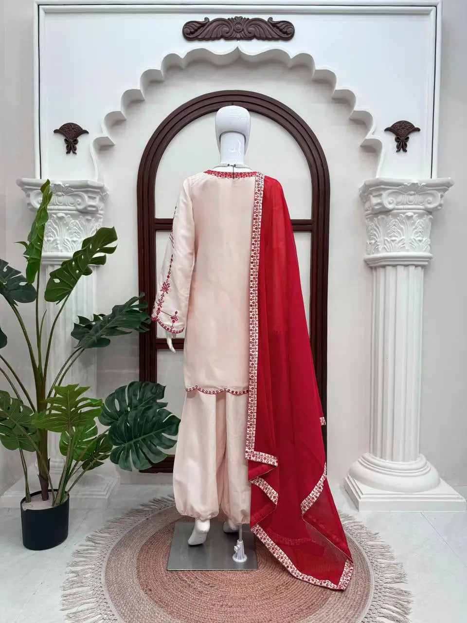 Ivory Threadwork Harem Suit Set