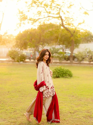 Ivory Threadwork Harem Suit Set