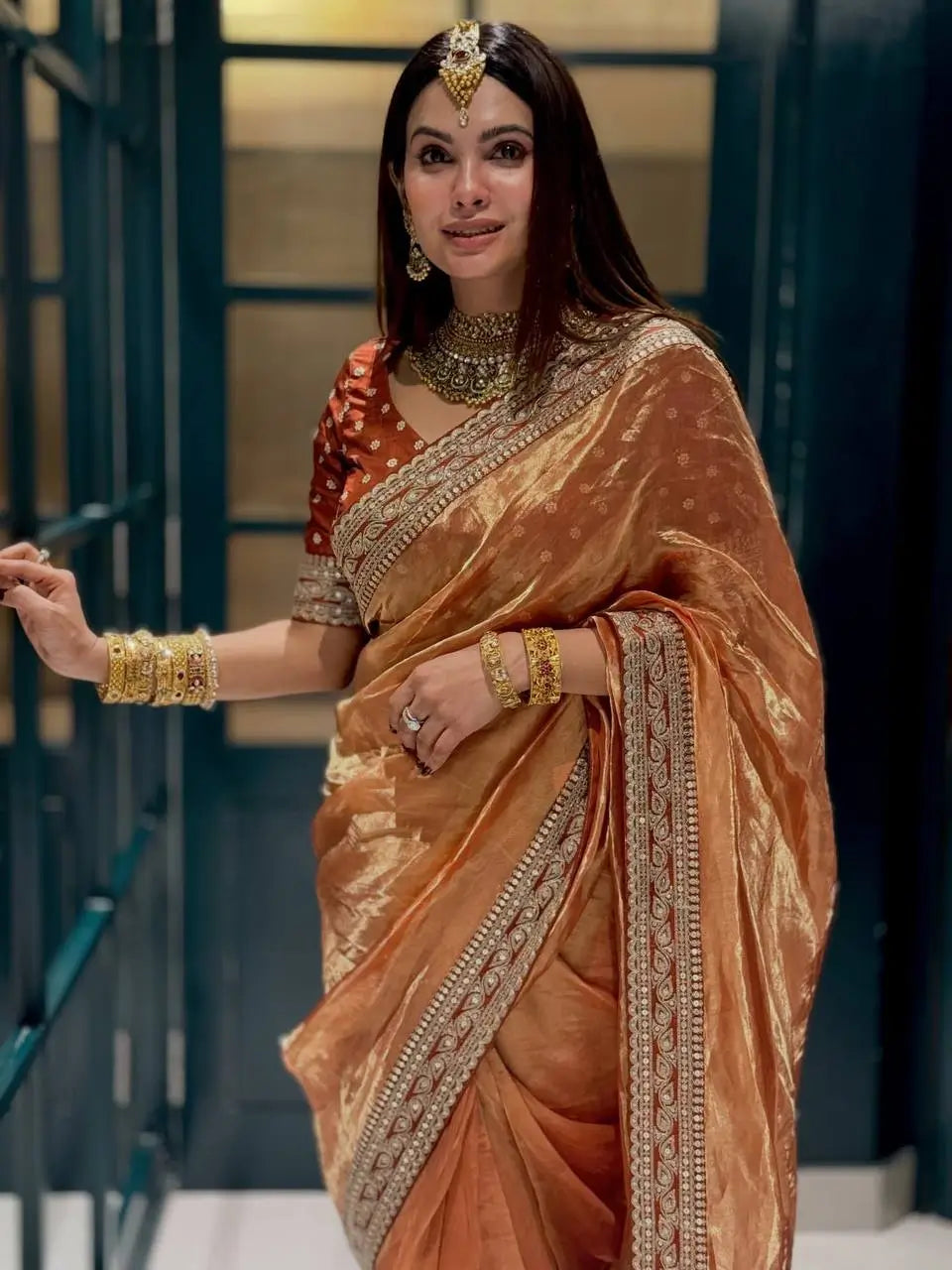 Ivory Twill Net Embroidered Saree for Festive and Wedding Wear
