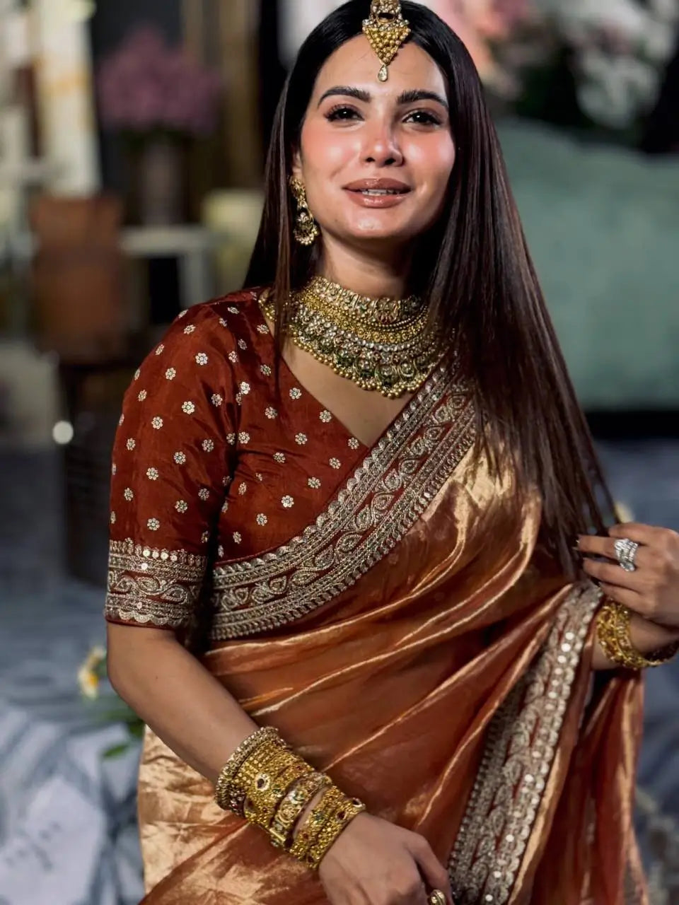 Ivory Twill Net Embroidered Saree for Festive and Wedding Wear