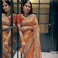 Ivory Twill Net Embroidered Saree for Festive and Wedding Wear