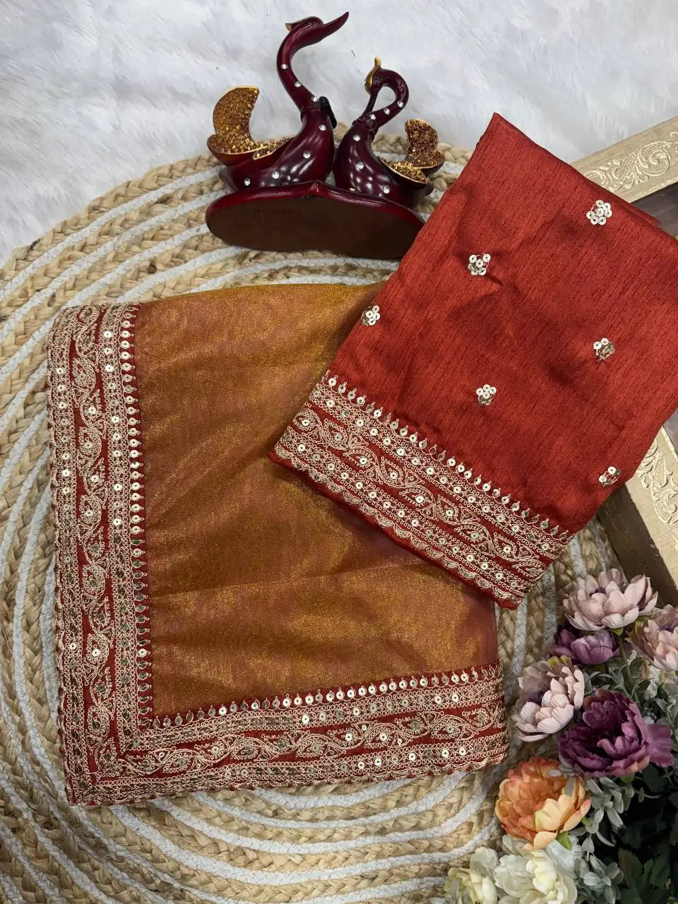 Ivory Twill Net Embroidered Saree for Festive and Wedding Wear