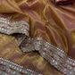 Ivory Twill Net Embroidered Saree for Festive and Wedding Wear