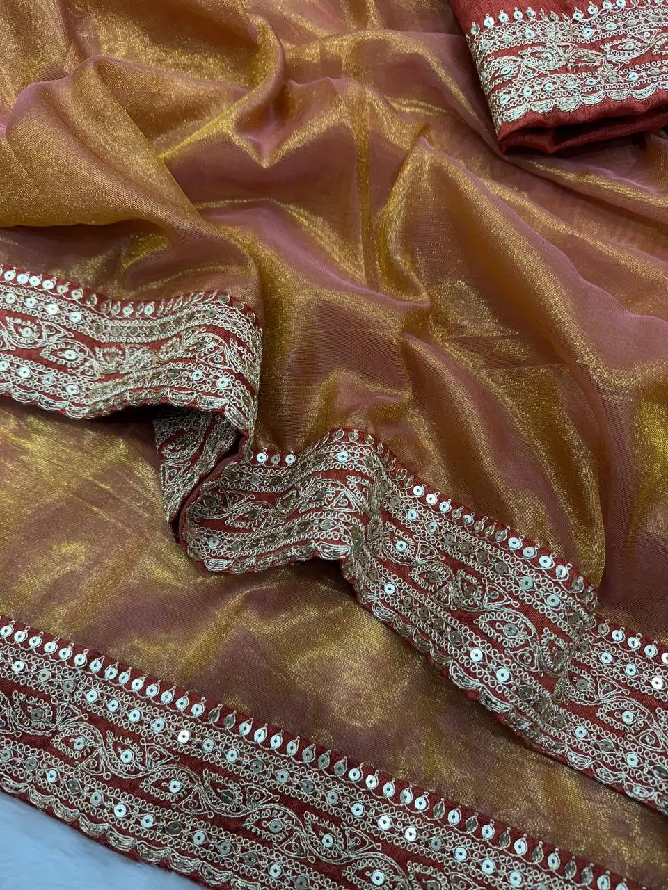 Ivory Twill Net Embroidered Saree for Festive and Wedding Wear