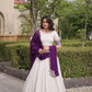 Ivory Zari Temple Lehenga Set
