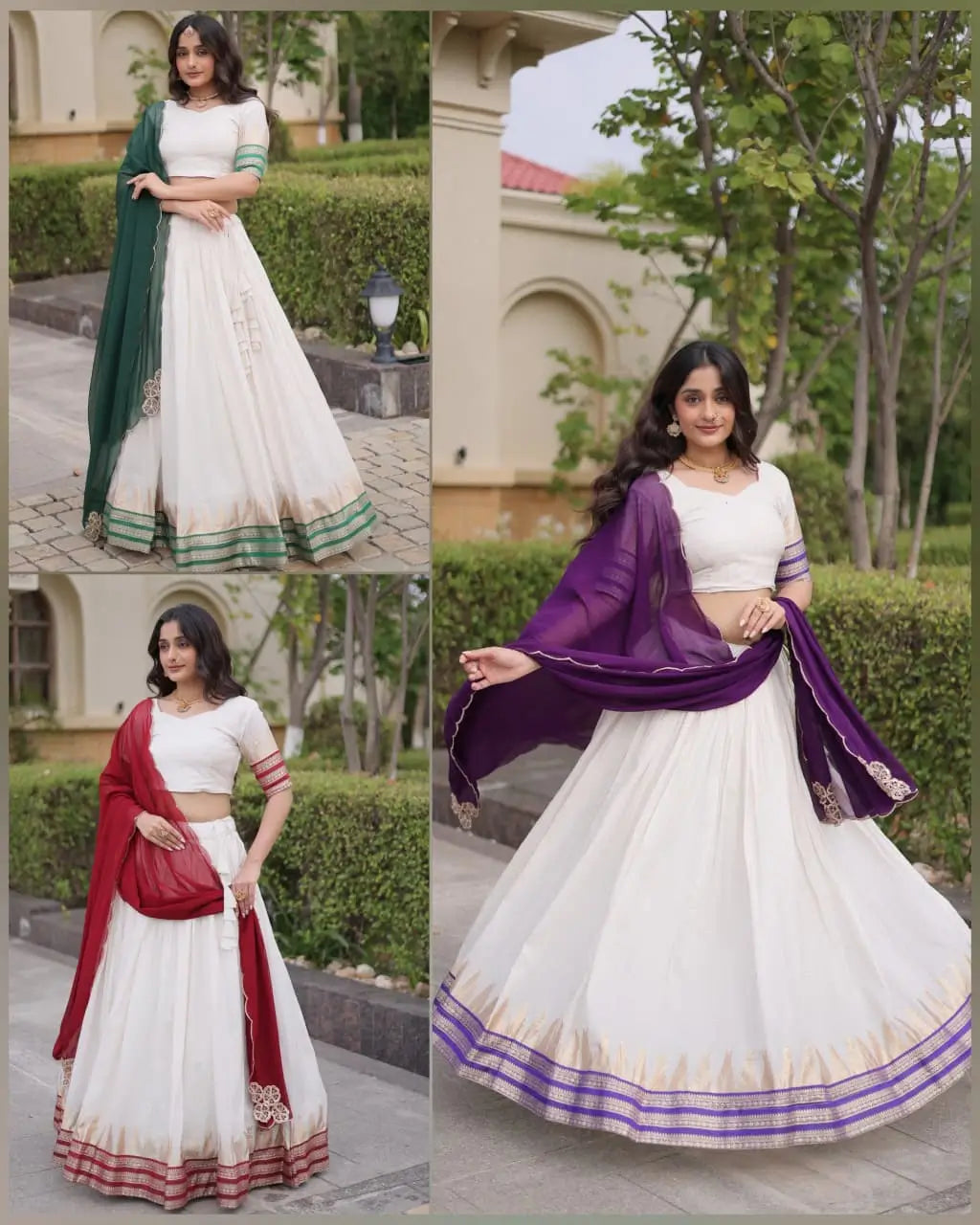 Ivory Zari Temple Lehenga Set