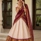 Ivory Zari Weave Lehenga With Maroon Dupatta