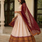 Ivory Zari Weave Lehenga With Maroon Dupatta